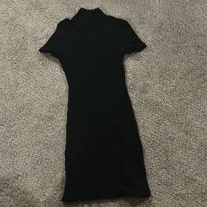 SHEIN Cotton mock-neck rib-knit dress